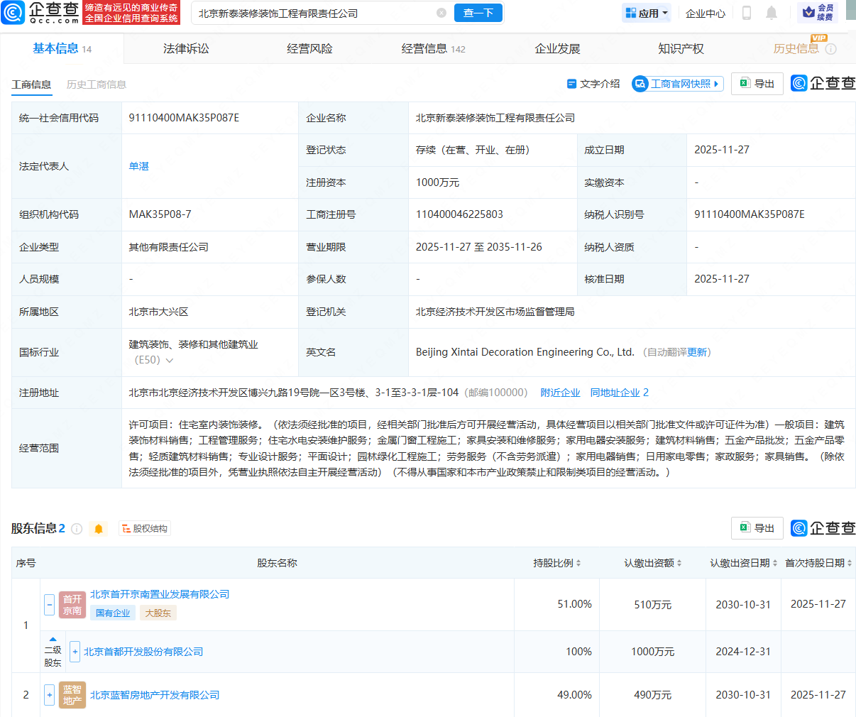 首开股份设立装饰工程公司,加速布局家居后市场